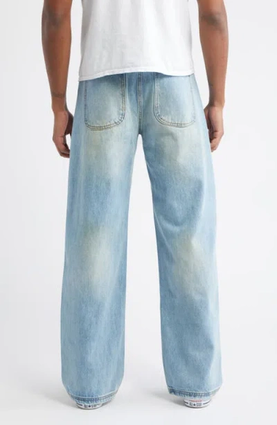 Elwood Ripped Baggy Straight Leg Jeans In Blue