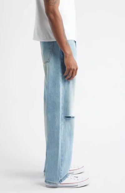 Elwood Ripped Baggy Straight Leg Jeans In Blue