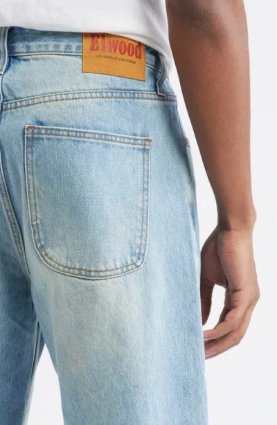 Elwood Ripped Baggy Straight Leg Jeans In Blue