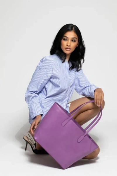 Silver & Riley Manila All Purpose Large Carryall Leather Tote Bag In Purple