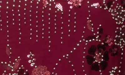 Edikted Adria Beaded Sequin Halter Minidress In Burgundy
