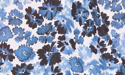 Vince Camuto Floral Print Tulip Sleeve Wrap Top In Blue