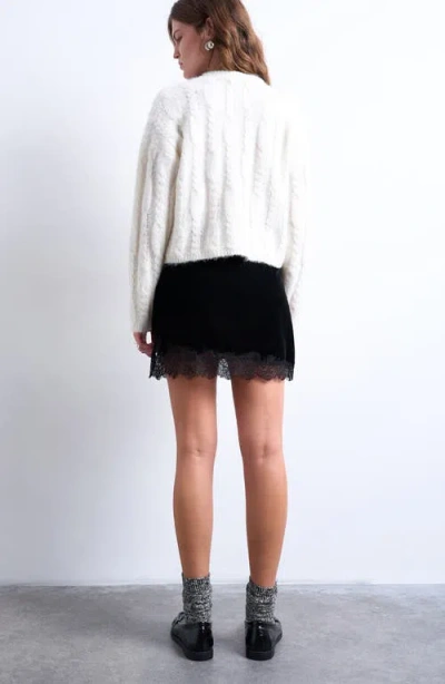 Topshop Velvet Lace Trim Miniskirt In Black