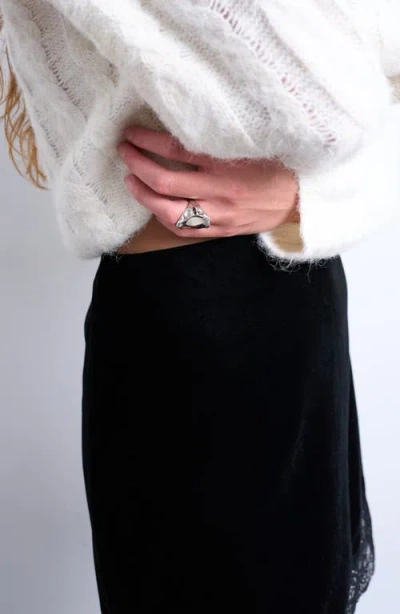 Topshop Velvet Lace Trim Miniskirt In Black