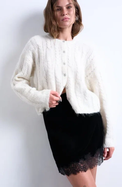 Topshop Velvet Lace Trim Miniskirt In Black