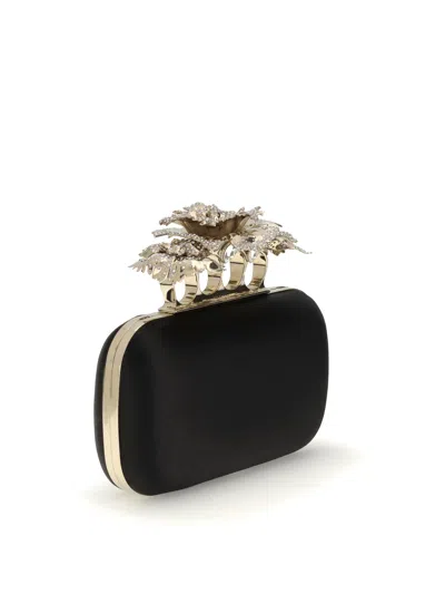 Alexander Mcqueen Women Carnation Knuckle Clutch In Black