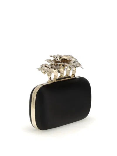Alexander Mcqueen Women Carnation Knuckle Clutch In Black