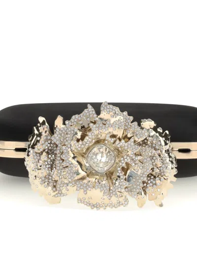 Alexander Mcqueen Women Carnation Knuckle Clutch In Black