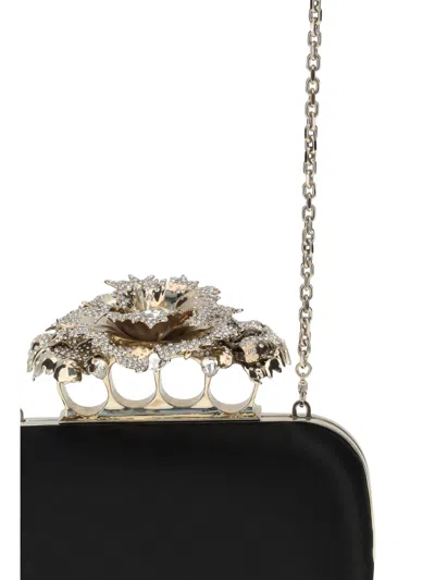 Alexander Mcqueen Women Carnation Knuckle Clutch In Black