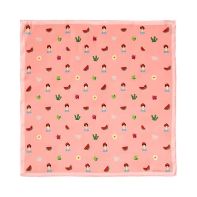 Lost Pattern Nyc "frida's Desert Bloom" Silk Bandana Scarf In Pink