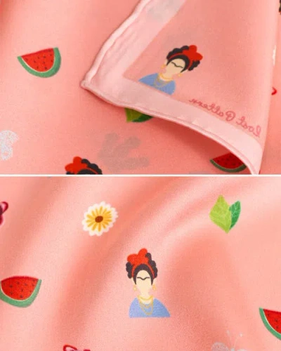 Lost Pattern Nyc "frida's Desert Bloom" Silk Bandana Scarf In Pink