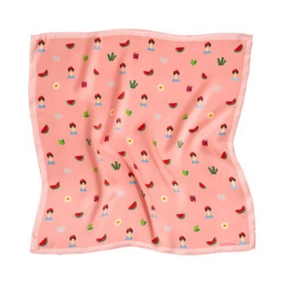 Lost Pattern Nyc "frida's Desert Bloom" Silk Bandana Scarf In Pink