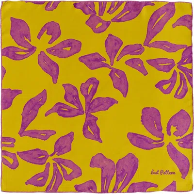 Lost Pattern Nyc "tropical Bliss" Silk Bandana Scarf In Yellow