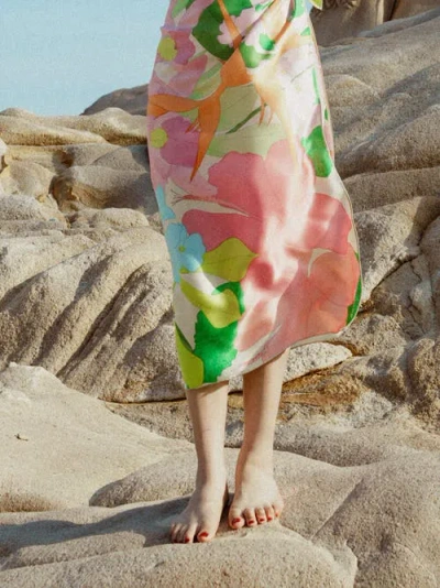 Lost Pattern Nyc "cartagena" Large Silk Scarf In Multi