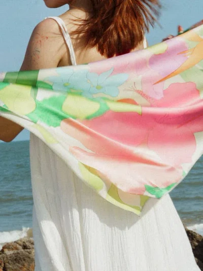 Lost Pattern Nyc "cartagena" Large Silk Scarf In Multi