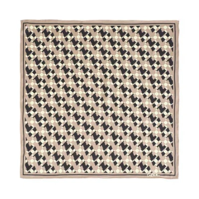 Lost Pattern Nyc "houndstooth Moderne" Silk Bandana Scarf In Neutral