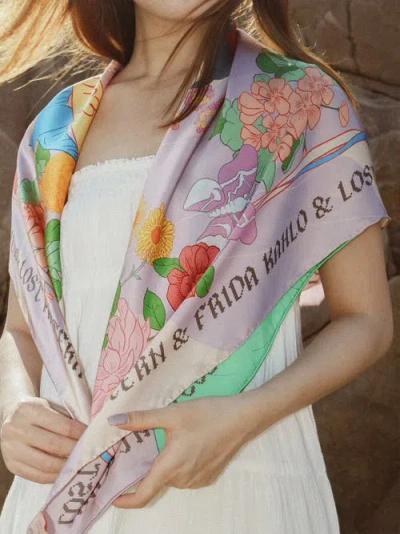 Lost Pattern Nyc Frida X Lost Pattern "los Amores De Frida" Large Silk Scarf In Multi
