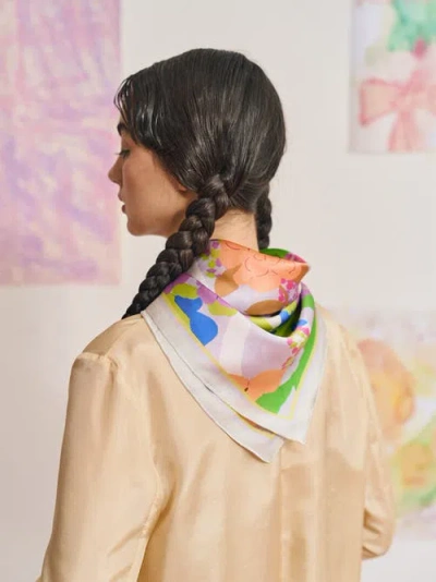 Lost Pattern Nyc Frida X Lost Pattern "frida's Garden" Silk Bandana Scarf In Pink