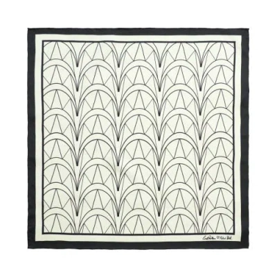 Lost Pattern Nyc "chrysler" Silk Bandana Scarf In Neutral