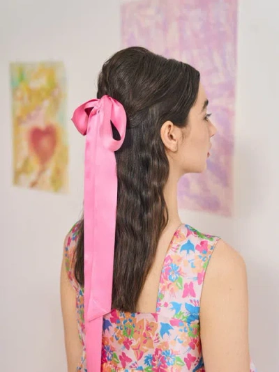 Lost Pattern Nyc "la Collectionneuse" Silk Ribbon Scarf In Pink