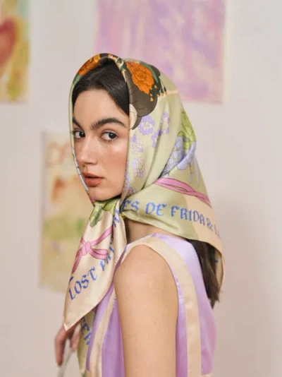 Lost Pattern Nyc Frida X Lost Pattern "los Amores De Frida" Large Silk Scarf In Multi