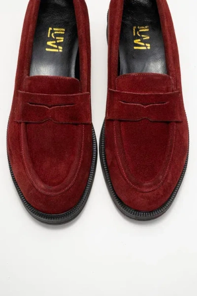 Forever & Always Shoes Bree Platform Penny Leather Loafer In Burgundy
