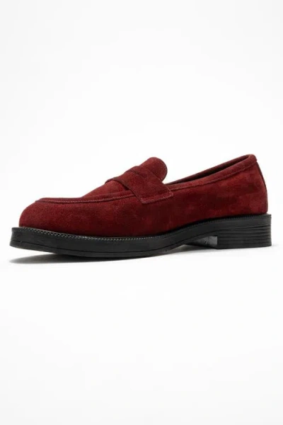 Forever & Always Shoes Bree Platform Penny Leather Loafer In Burgundy