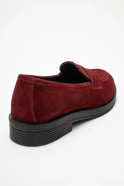 Forever & Always Shoes Bree Platform Penny Leather Loafer In Burgundy