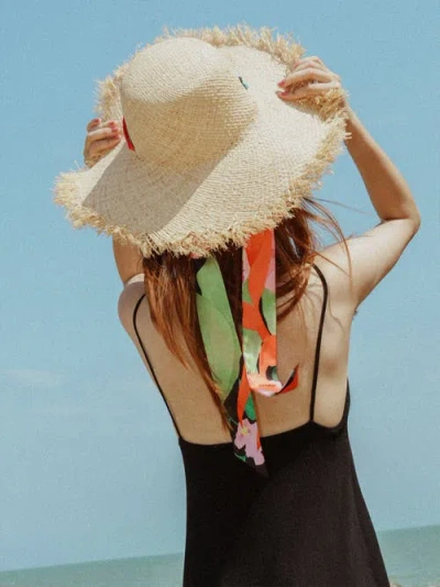 Lost Pattern Nyc "cartagena" Straw Hat With Ribbon Tie In Neutral
