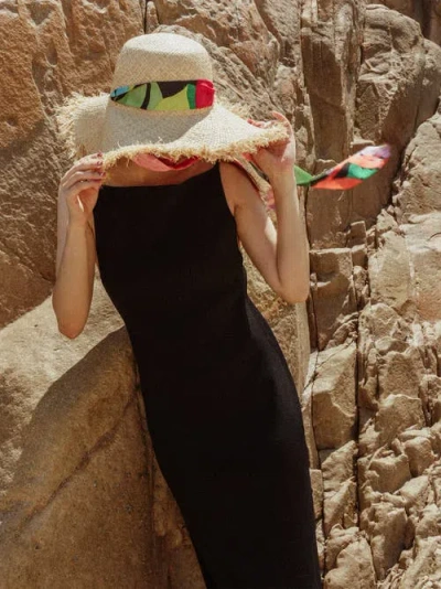 Lost Pattern Nyc "cartagena" Straw Hat With Ribbon Tie In Neutral