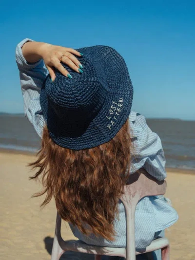 Lost Pattern Nyc "wanderlight" Packable Straw Hat In Blue