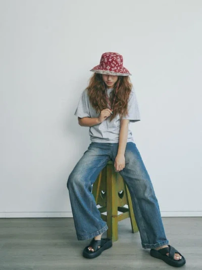 Lost Pattern Nyc "paisley" Cotton Reversible Sun Hat In Pink