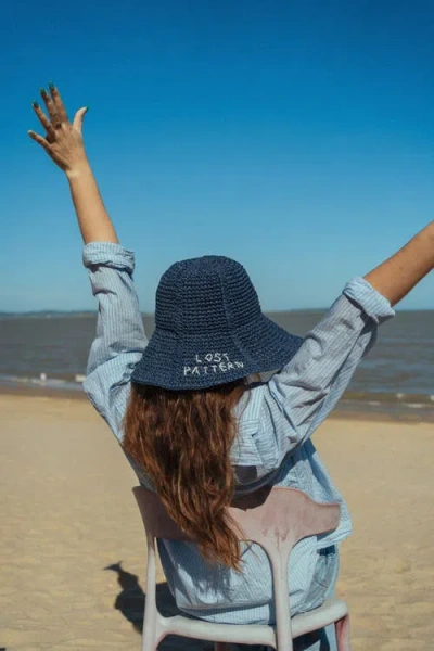 Lost Pattern Nyc "wanderlight" Packable Straw Hat In Blue