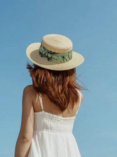 Lost Pattern Nyc "la Isla" Straw Hat With Ribbon Band In Neutral