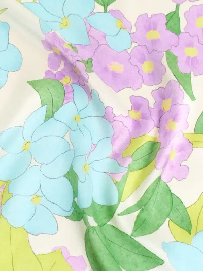 Lost Pattern Nyc "rosebay Floret" Silk Bandana Scarf In Blue