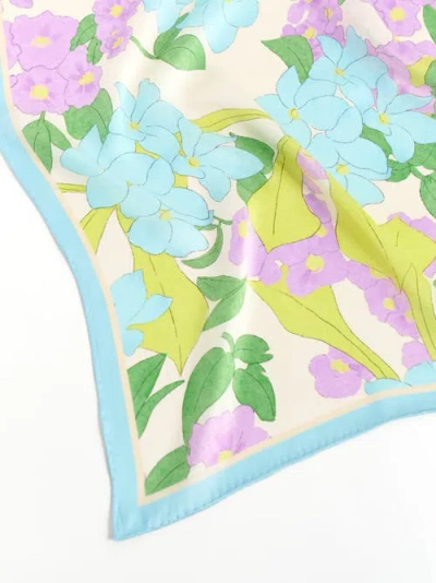 Lost Pattern Nyc "rosebay Floret" Silk Bandana Scarf In Blue