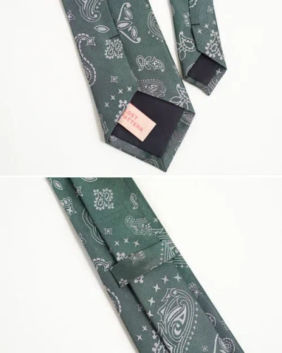 Lost Pattern Nyc "paisley" Silk Jacquard Tie In Green