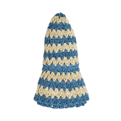 Lost Pattern Nyc "linea" Packable Straw Hat In Blue