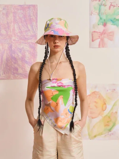 Lost Pattern Nyc Frida X Lost Pattern "frida's Garden" Cotton Reversible Sun Hat In Multi
