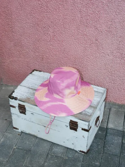 Lost Pattern Nyc Frida X Lost Pattern "frida's Dream" Cotton Reversible Sun Hat In Pink