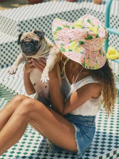 Lost Pattern Nyc "le Jardin" Reversible Sun Hat In Green