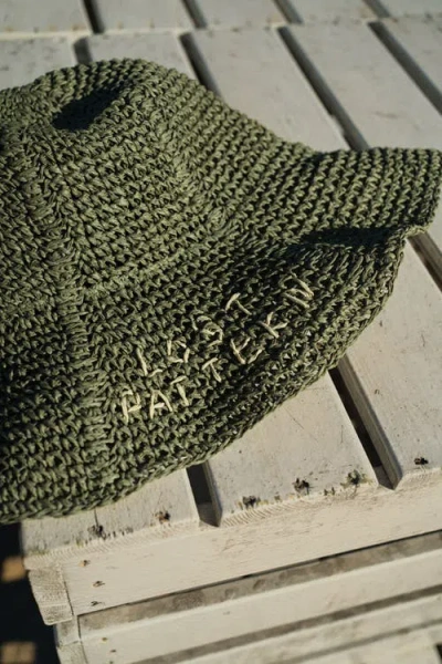 Lost Pattern Nyc "wanderlight" Packable Straw Hat In Green