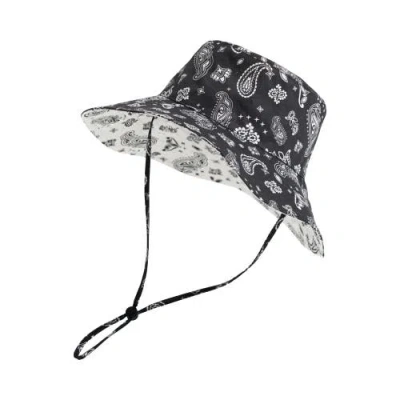 Lost Pattern Nyc "paisley" Cotton Reversible Sun Hat In Black
