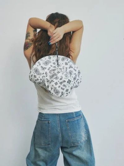 Lost Pattern Nyc "paisley" Cotton Reversible Sun Hat In Black