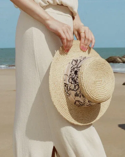 Lost Pattern Nyc "la Isla" Straw Hat With Ribbon Band In Neutral