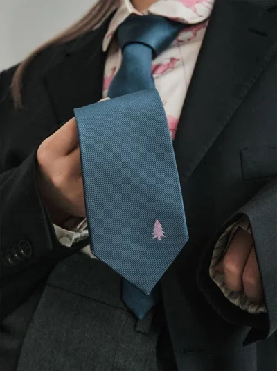 Lost Pattern Nyc Silk Tie In Blue