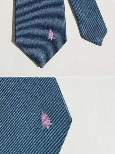 Lost Pattern Nyc Silk Tie In Blue