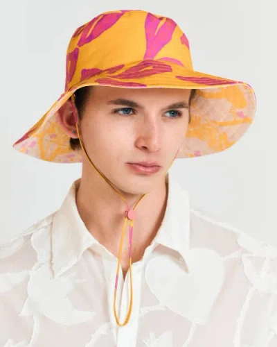 Lost Pattern Nyc "tropical Bliss" Reversible Sun Hat In Neutral