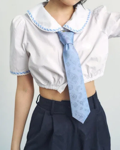 Lost Pattern Nyc "paisley" Silk Jacquard Tie In Blue