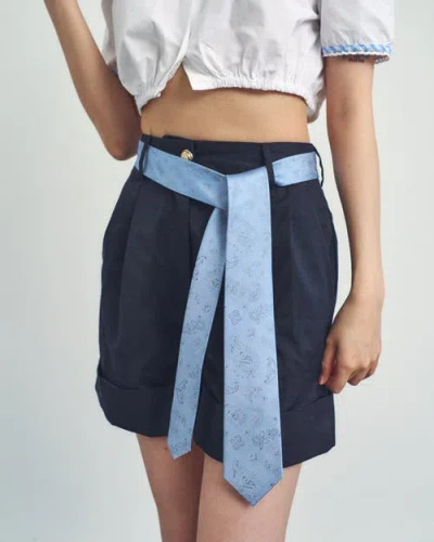 Lost Pattern Nyc "paisley" Silk Jacquard Tie In Blue